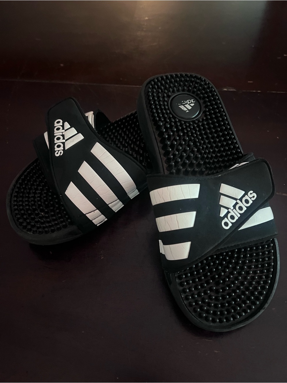 ADIDAS Kids 4 Black and White Massage Slide Sandals